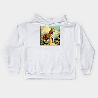 Colorful Tiger Cartoon Vintage Bengals Tiger Drawing Comics Fearless Tiger Kids Hoodie